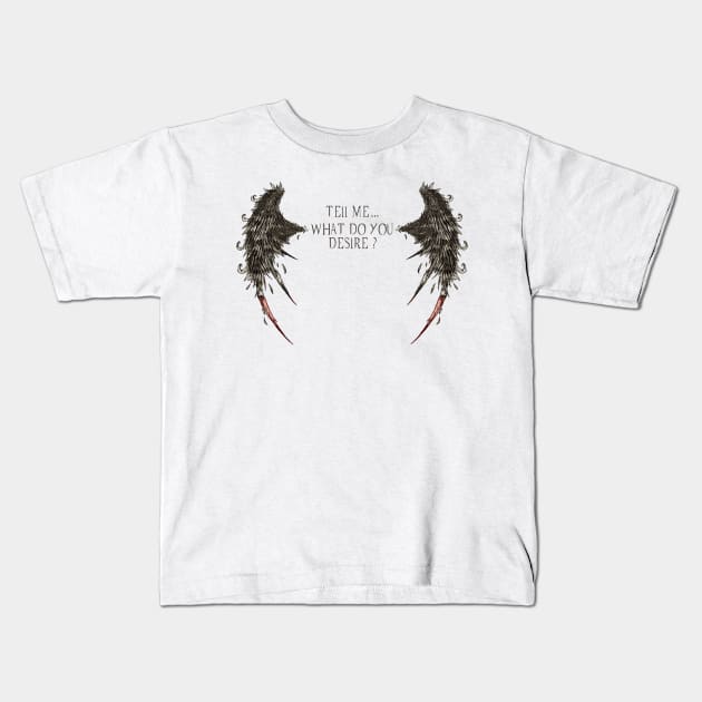 Lucifer Morningstar What Do You Desire? - Mightbelucifer Kids T-Shirt by mightbelucifer